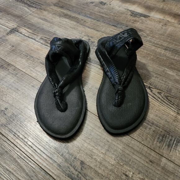 Bongo Flip Flops Sandals women's size 9M black excellent Pre-owned SH1 - Picture 3 of 8